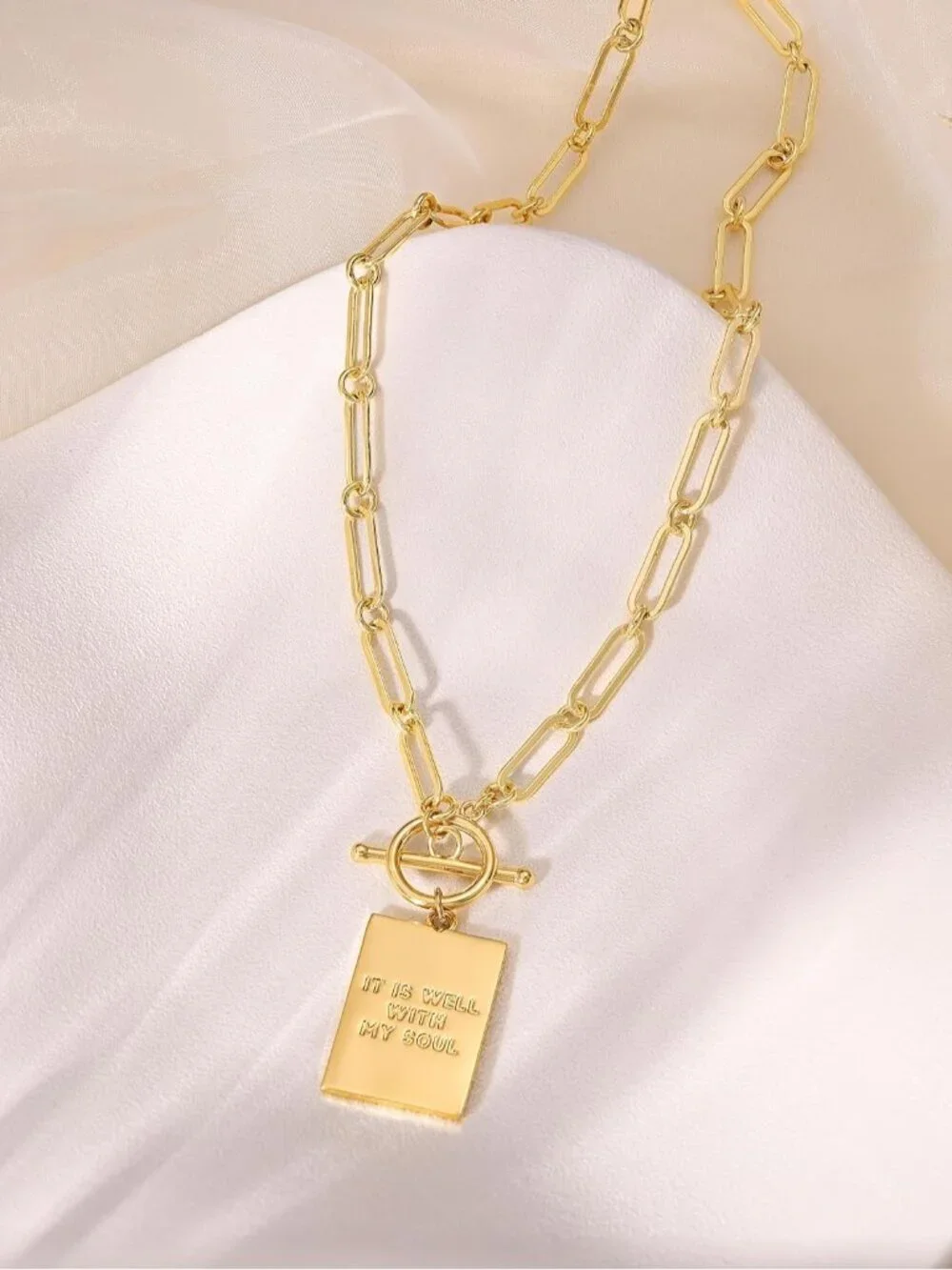 Cross Necklace for Women Trendy, Dainty 14K Gold Plated Paperclip Charm Necklace - Picture 6 of 7
